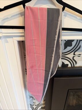 Vera Neumann Pink and Gray Signature Stripe Scarf